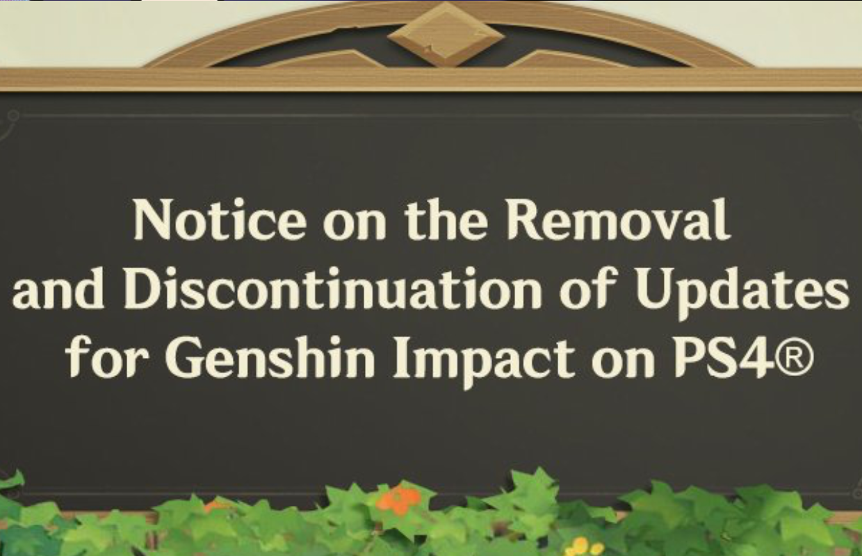 Genshin Impact will be discontinued on PS4 in future versions, PS4 version being delisted on September 10