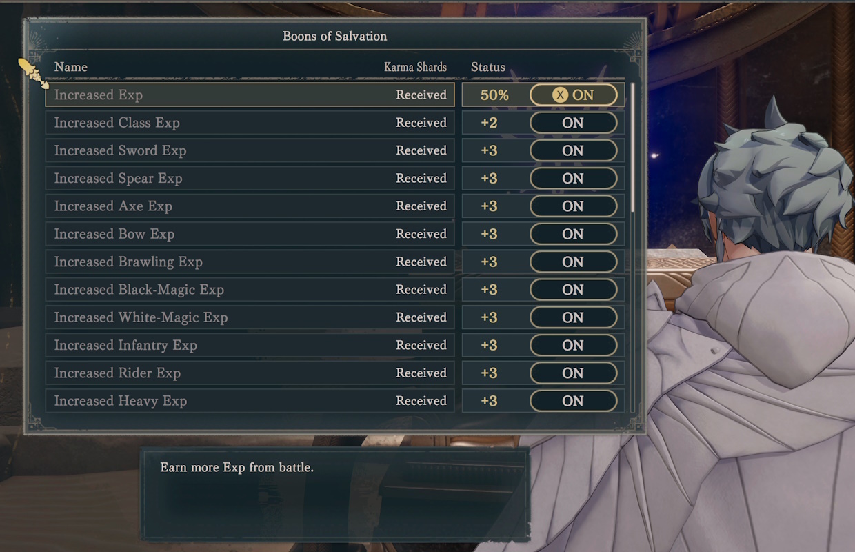 Fire Emblem: Fortune's Weave Notable Deeds and Boons of Salvation - How to spend Karma Shards and All Boons Available