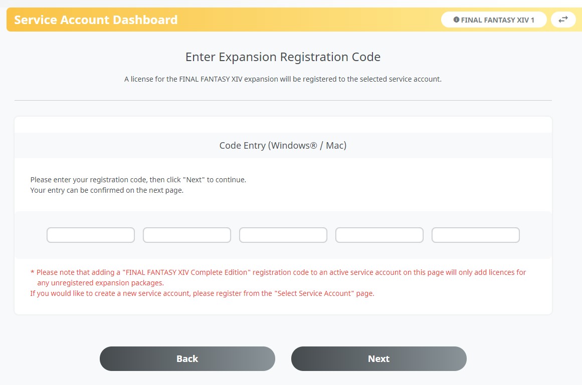 FFXIV Registration Instructions