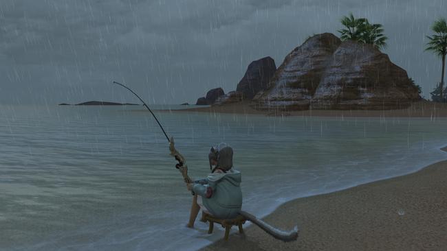 A Warrior of Light fishing in new Endwalker fishing holes.