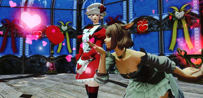 The Final Fantasy XIV Valentines Day quest NPC and the area in Gridania where you will begin the 2022 quest.