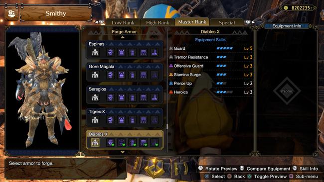 All Diablos Armor Sets, Monster Hunter Rise