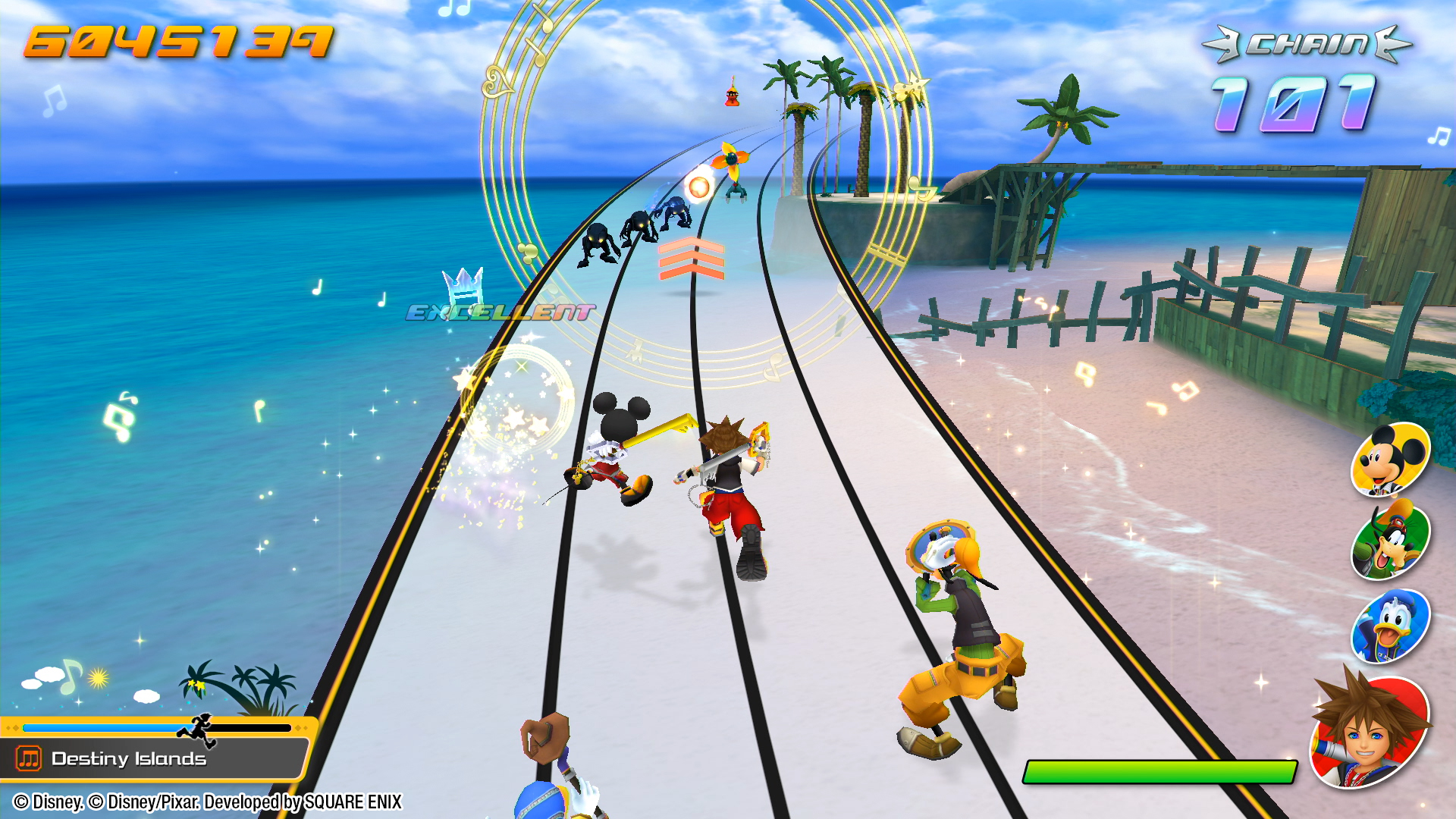 Kingdom Hearts: Melody of Memory screenshots show main menus and