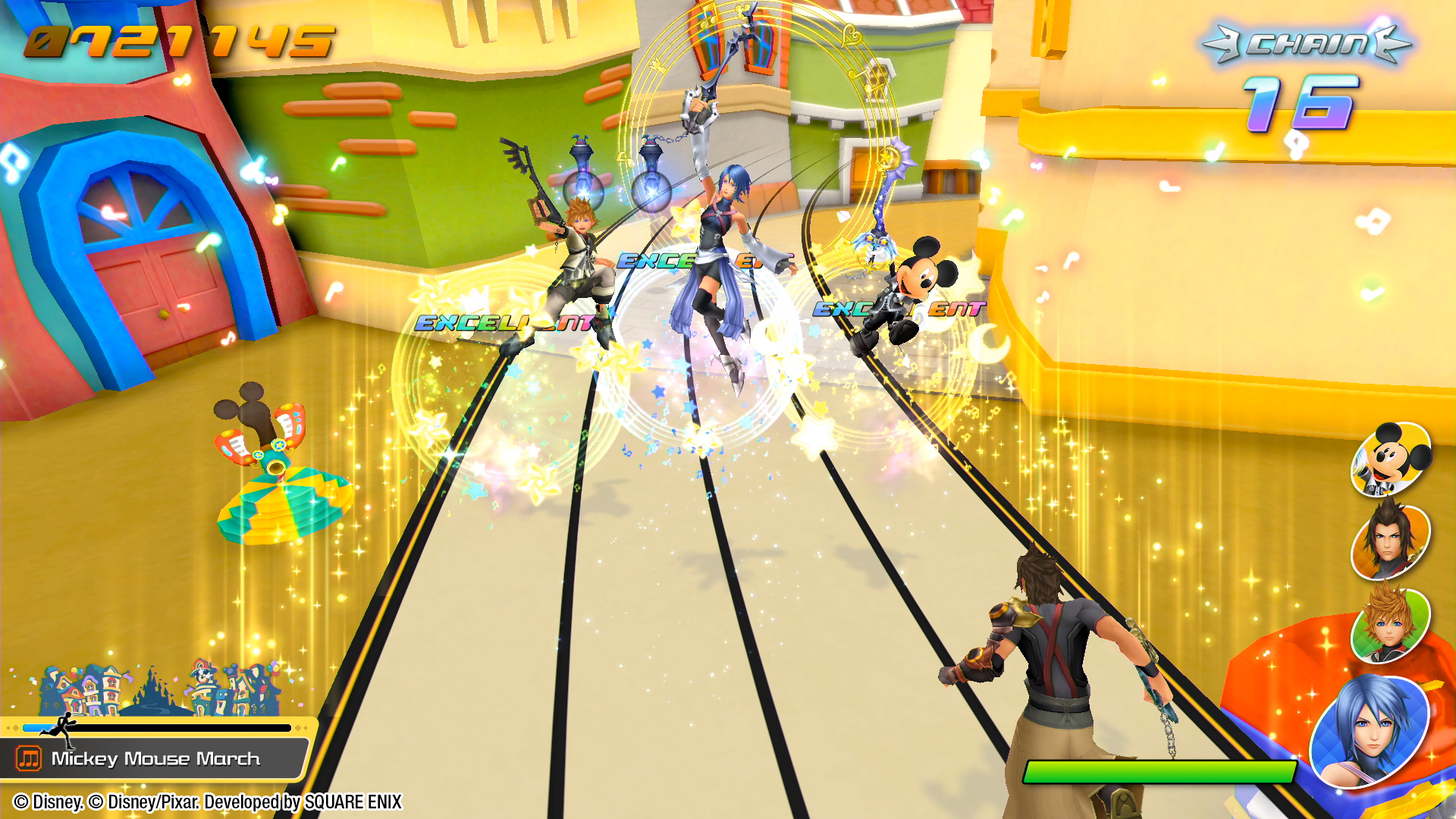 Kingdom Hearts: Melody of Memory screenshots show main menus and