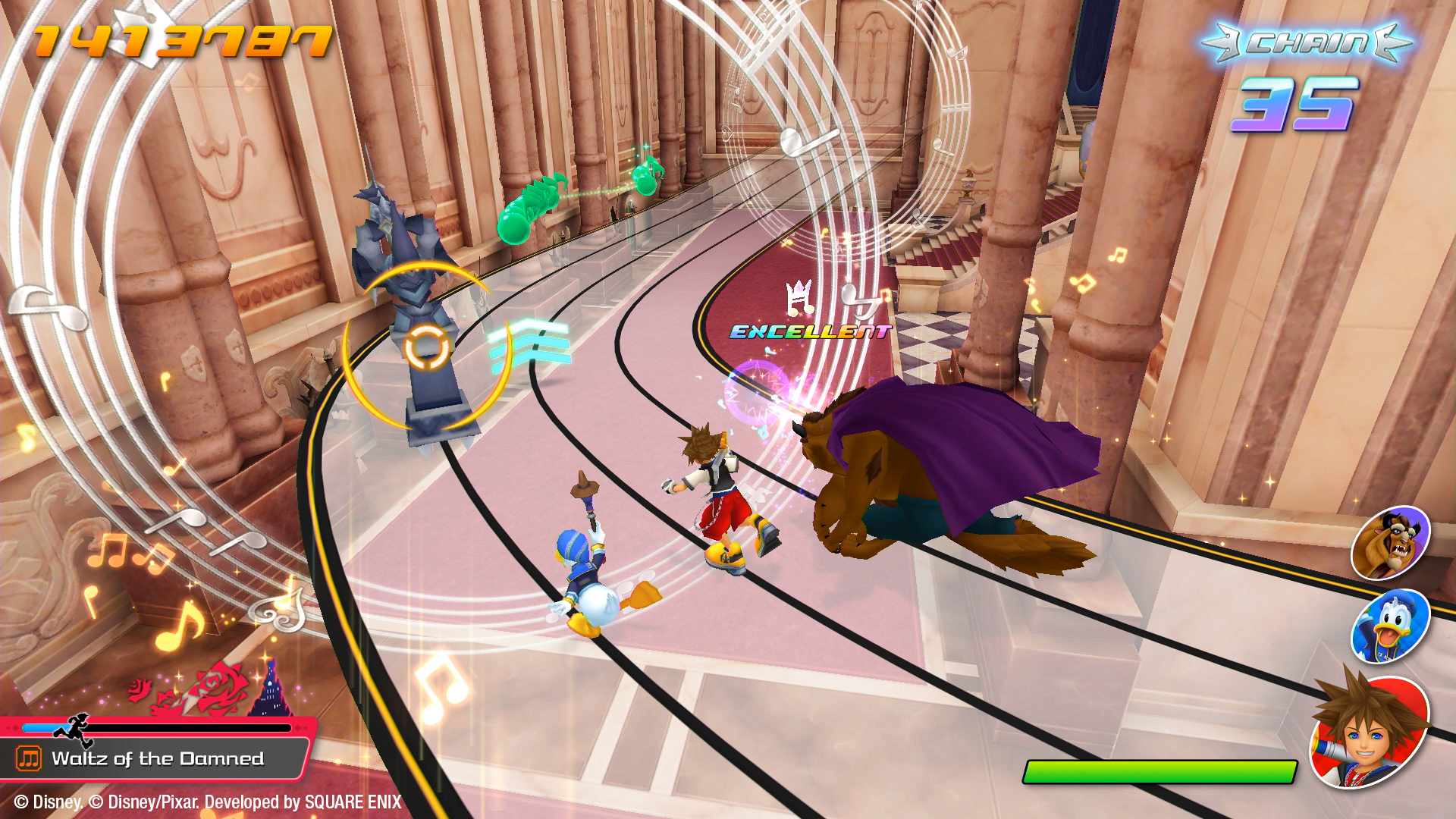 Kingdom Hearts: Melody of Memory screenshots show main menus and