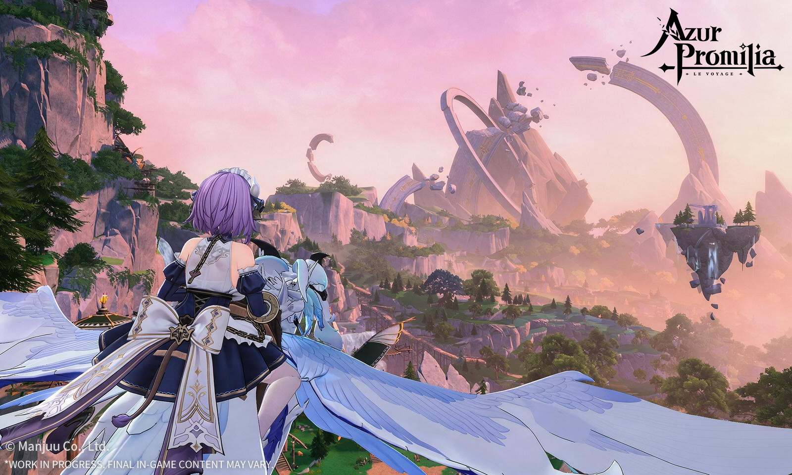 Personaje observa el continente de Promilia en una captura oficial de Azur Promilia