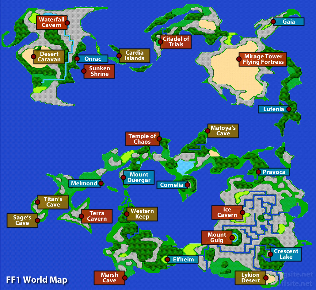 Final Fantasy 1 Maps: world, dungeon & town maps for FF1 | RPG Site