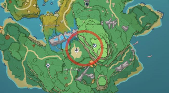 The location for Primo Geovishap in Genshin Impact, who drops ascension materials like Shivada Jade Slivers.
