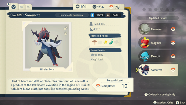 Hisui form Samurott, new for Pokemon Legends Arceus.