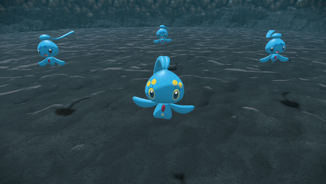 Mythical Pokemon Manaphy at the end of Pokemon Legends Arceus's The Sea's Legend quest.