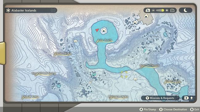 Basculin's spawn location in the Alabaster Icelands, as per the in-game map.