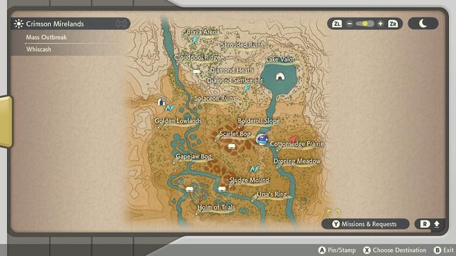 Petilil's spawn location, as shown on the in-game map.