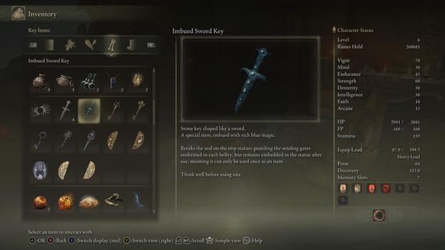 The Imbued Sword Key item in Elden Ring.