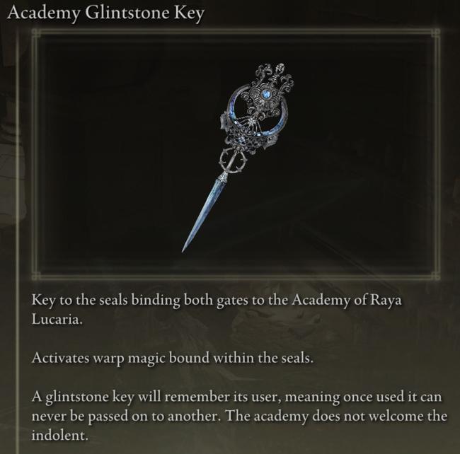The Glintstone Key, which you need two of in order to help Thops, because... magic, that's why.