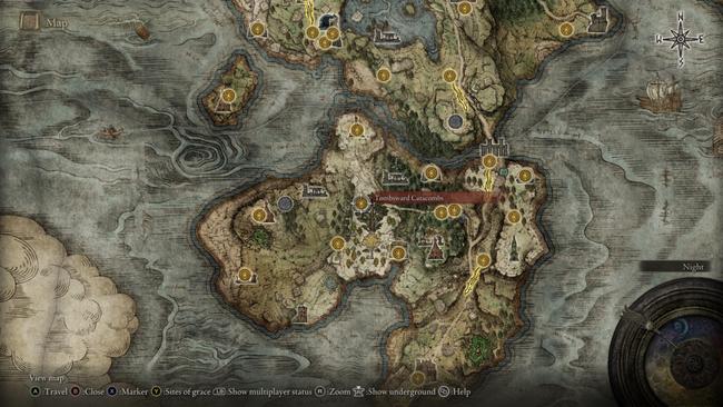 A map showing where to find the Ashes of Lhutel the Headless in Elden Ring.