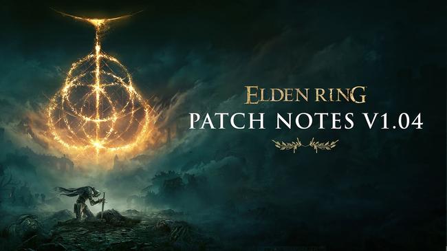 A promotional image for Elden Ring Patch Update v1.04.