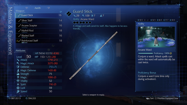 Aerith's classic and iconic FF7 weapon, the Guard Stick.
