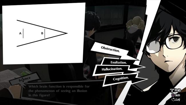 Some Persona 5 Royal school questions will present you with a diagram to puzzle out.