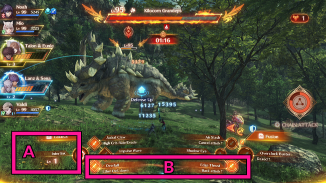 An annotated screenshot showing how the Interlink Level system in Xenoblade 3 works.