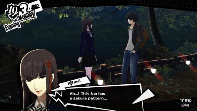 An image of Hifumi receiving a gift. Giving gifts is a fast way to level up the Persona 5 Royal Hifumi confidant relationship.