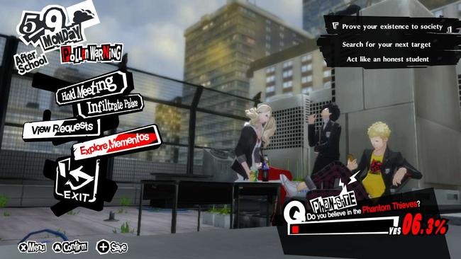 A screenshot of Persona 5 Royal running on Nintendo Switch.