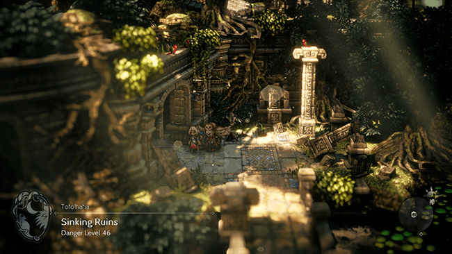 A screenshot showing the location of the Rusty Bow in Octopath 2.