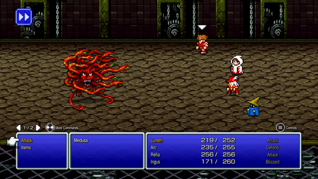 Facing down against Medusa, aka Medus, is anotehr of FF3's memorable boss encounters.