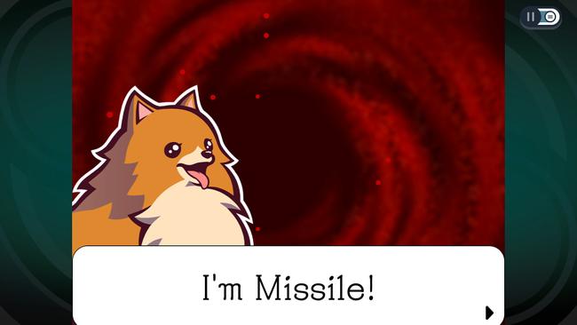 An image of Missile, the dog from Ghost Trick, introducing himself.