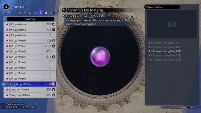 Independent Materia has unique effects, typically around boosting a character's stats.