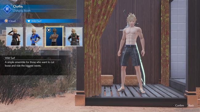 Cloud's Wild Surf outfit in FF7 Rebirth.