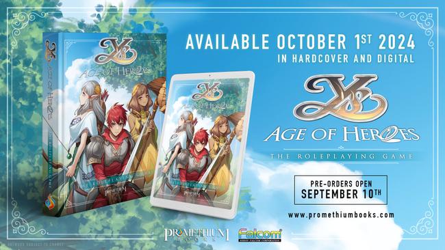 The Ys Tabletop RPG - Ys: Age of Heroes - releases October 1