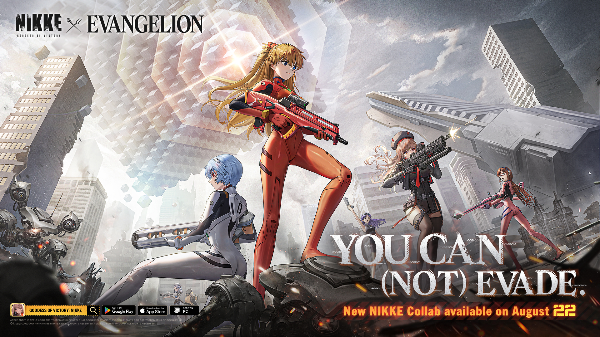 Neon Genesis Evangelion characters join the Goddess of Victory: NIKKE playable roster on August 22